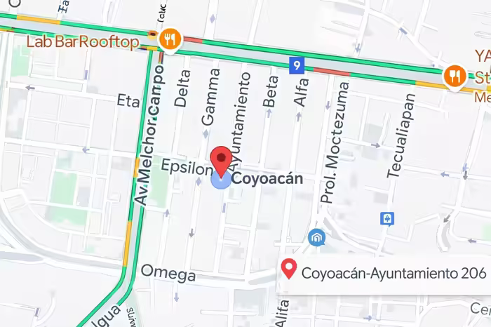 Mapa de la ubicación del consultorio FLITS en Coyoacán, Ciudad de México